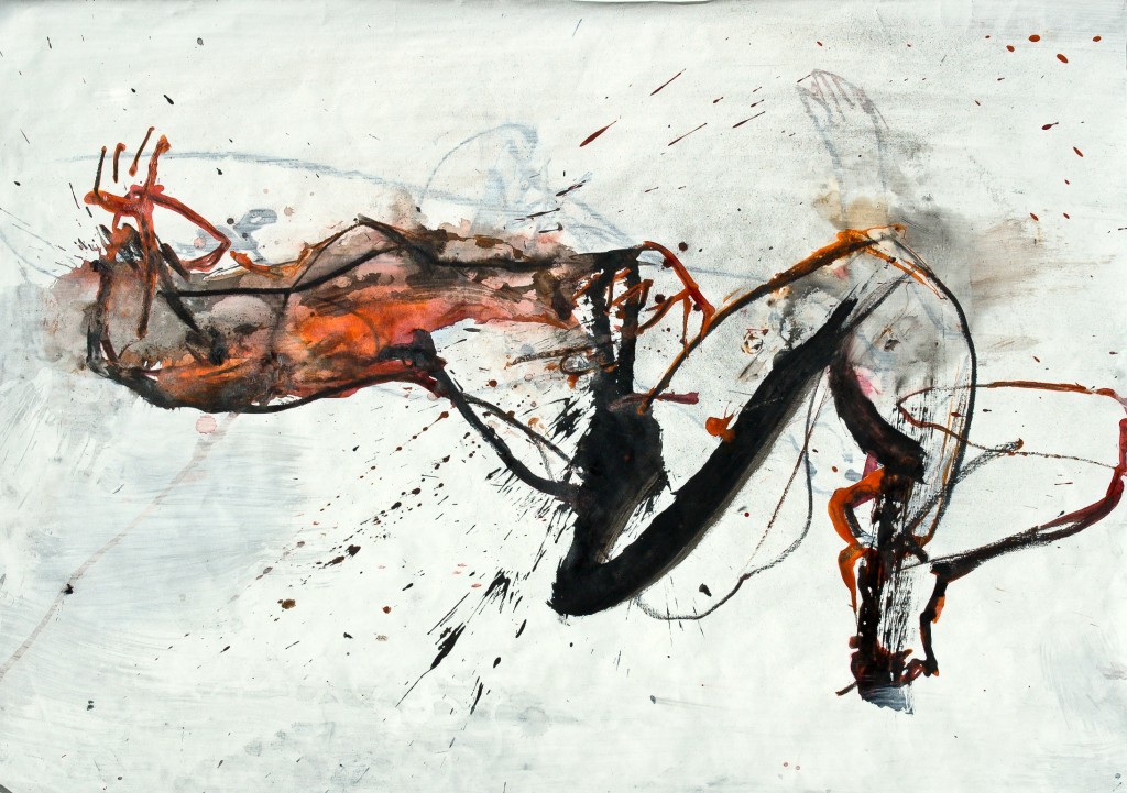 2011, Kohle, Acryl und Tusche auf Packpapier, 44 x 62 cm