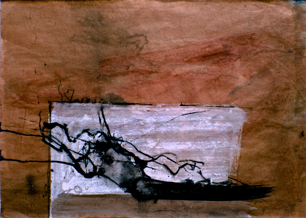 2010, Kohle, Acryl und Tusche auf Packpapier, 44 x 63 cm