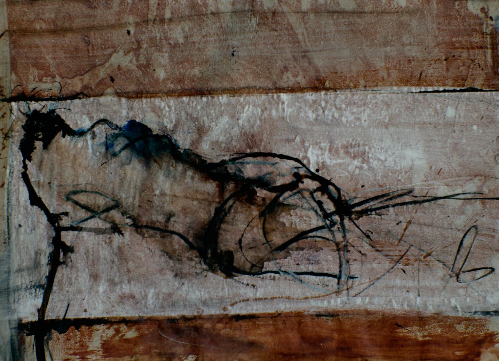 2010, Kohle, Acryl und Tusche auf Packpapier, 44 x 63 cm