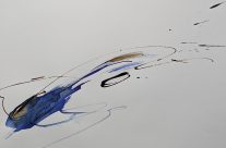 2025, Farbstift und Tusche auf Papier, 29 x 42 cm